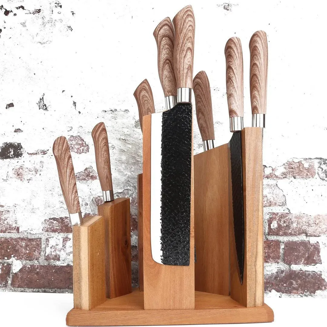 Wooden Magnetic Knife Block,360° Double Sided Knife Board Universal Knives Holder ...