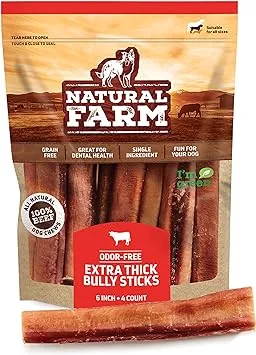 Natural Farm Odor-Free Standard Bully Sticks 12", 12 Pack