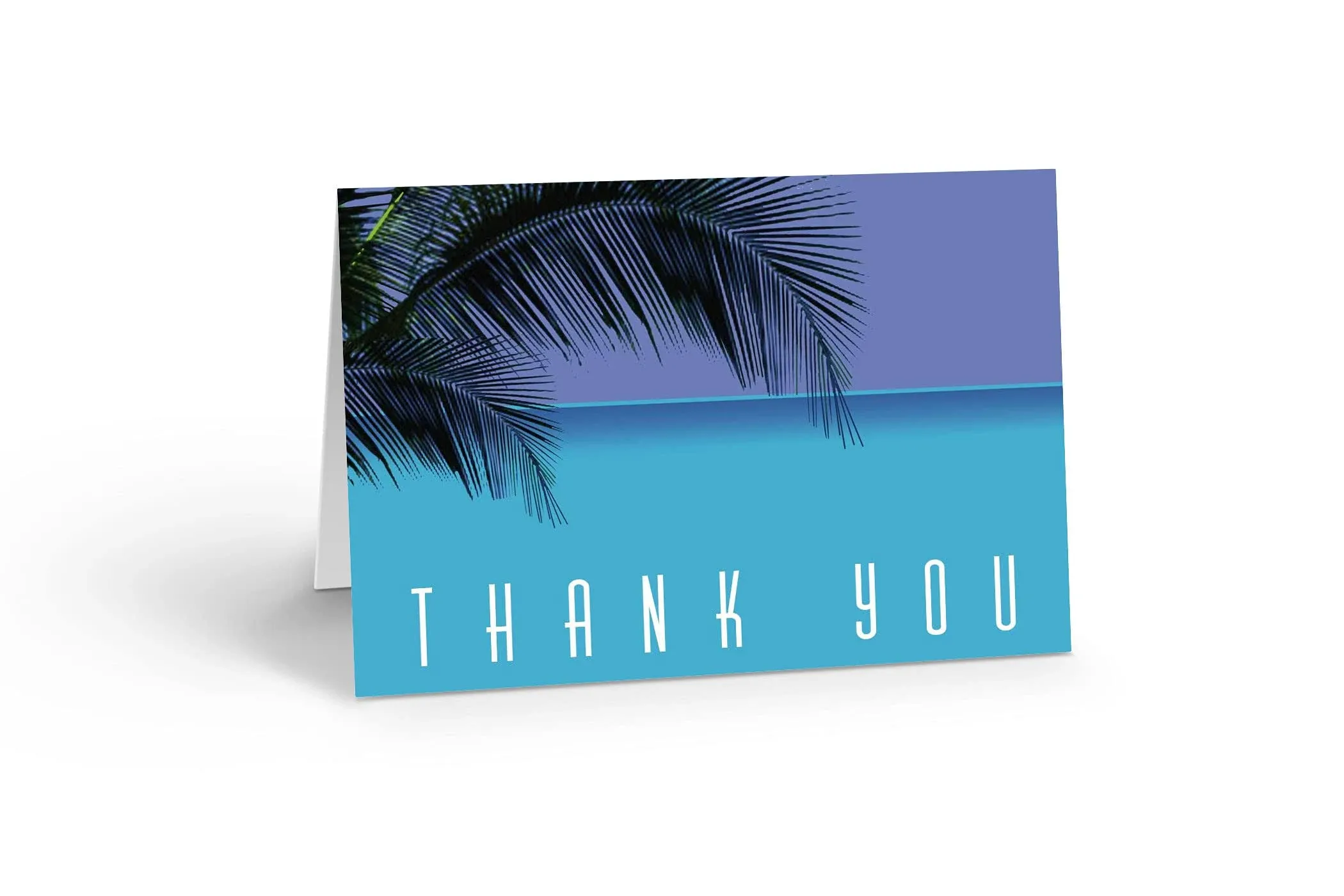 Palm Tree Ocean View Thank You Note Card - 10 Boxed Cards & Envelopes - 14091