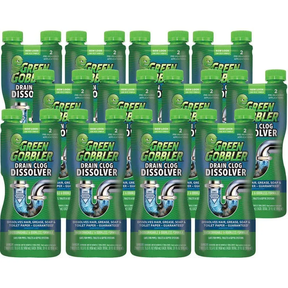 Green Gobbler Liquid Hair Drain Clog Remover | For Toilets, Sinks, Tubs & Fresh Scent Drain Sticks | 12 Pack | Drain Cleaner & Deodorizer - Packaging May Vary