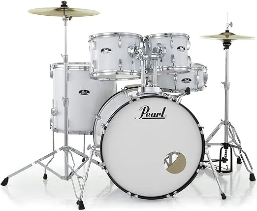 Pearl Roadshow Drum Set 5-Piece Complete Kit with Cymbals and Stands Pure White (RS525SC/C33)