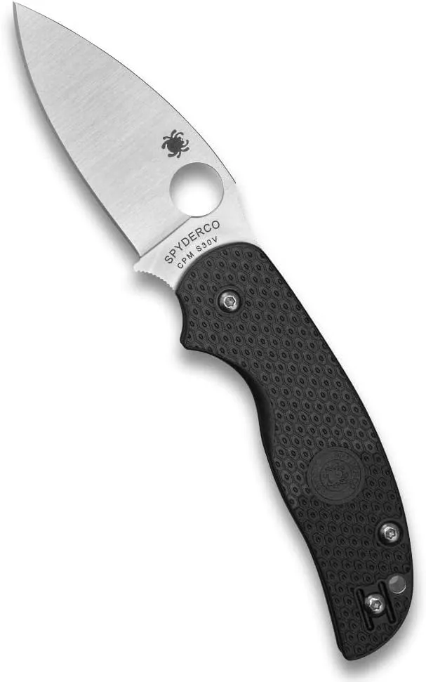 Spyderco Sage 5 Lightweight Folding Utility Pocket Knife with Black FRN Handle and Full-Flat CPM S30V Steel Blade - PlainEdge - Everyday Carry - C123PBK