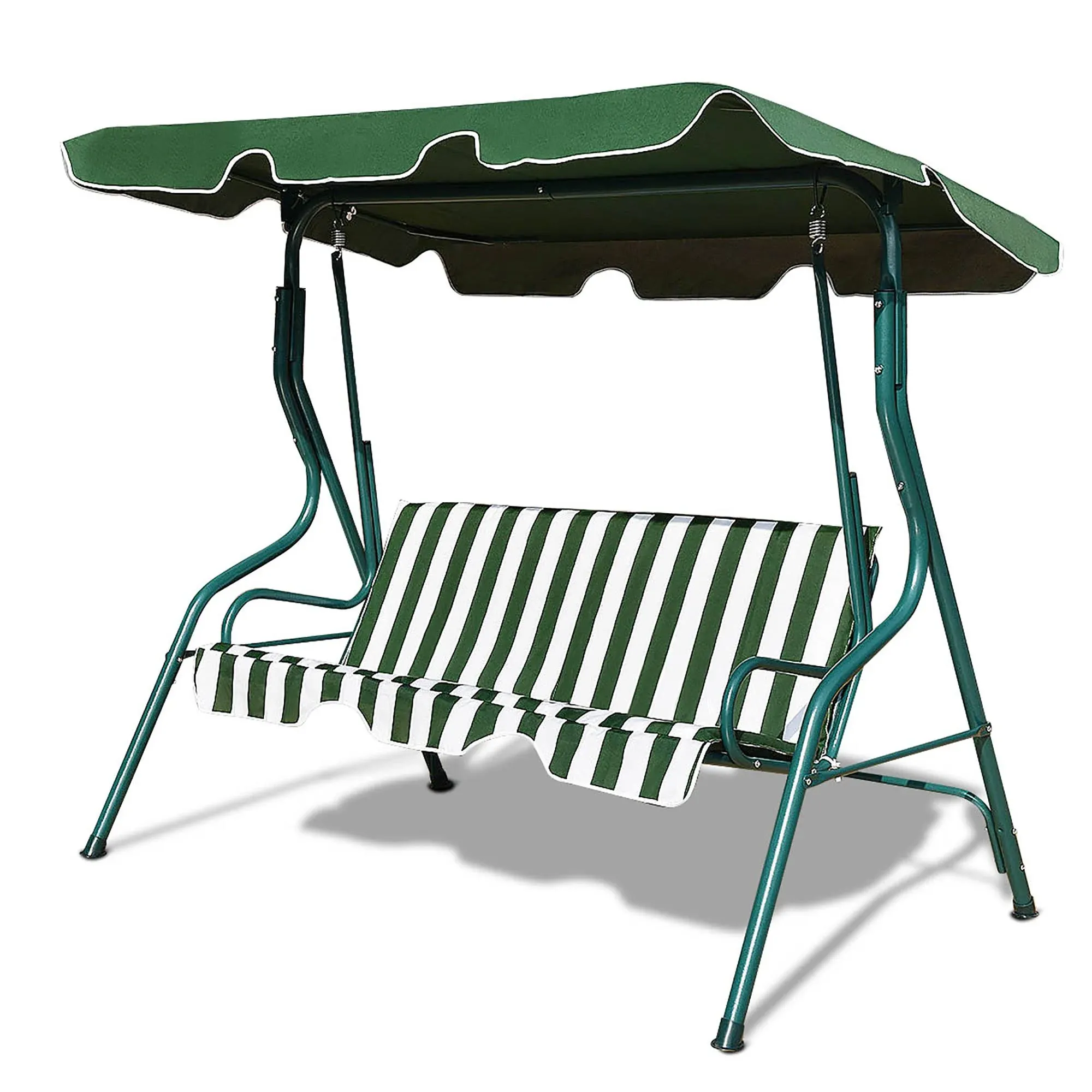 Costway 3 SEATS Patio Backyard Canopy Steel Frame Swing Glider Hammock Cushioned - Green