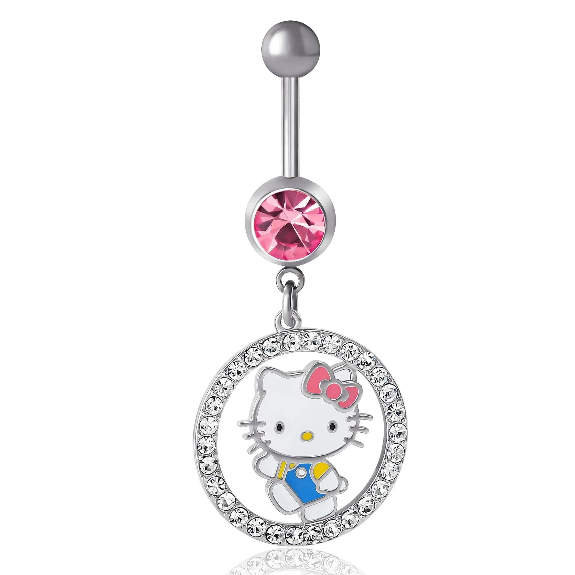 Hello Kitty Womens Sanrio 14G Stainless Steel Belly Button Ring