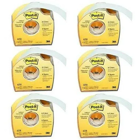 Post-It : Removable Cover-Up Tape, Non-Refillable, 1" X 700", Total Of 6 Each