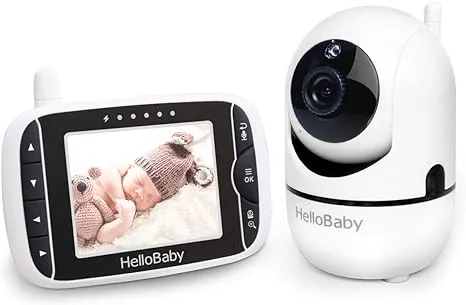 HelloBaby Baby Monitor with Remote Camera Pan-Tilt-Zoom 3.2' LCD Screen