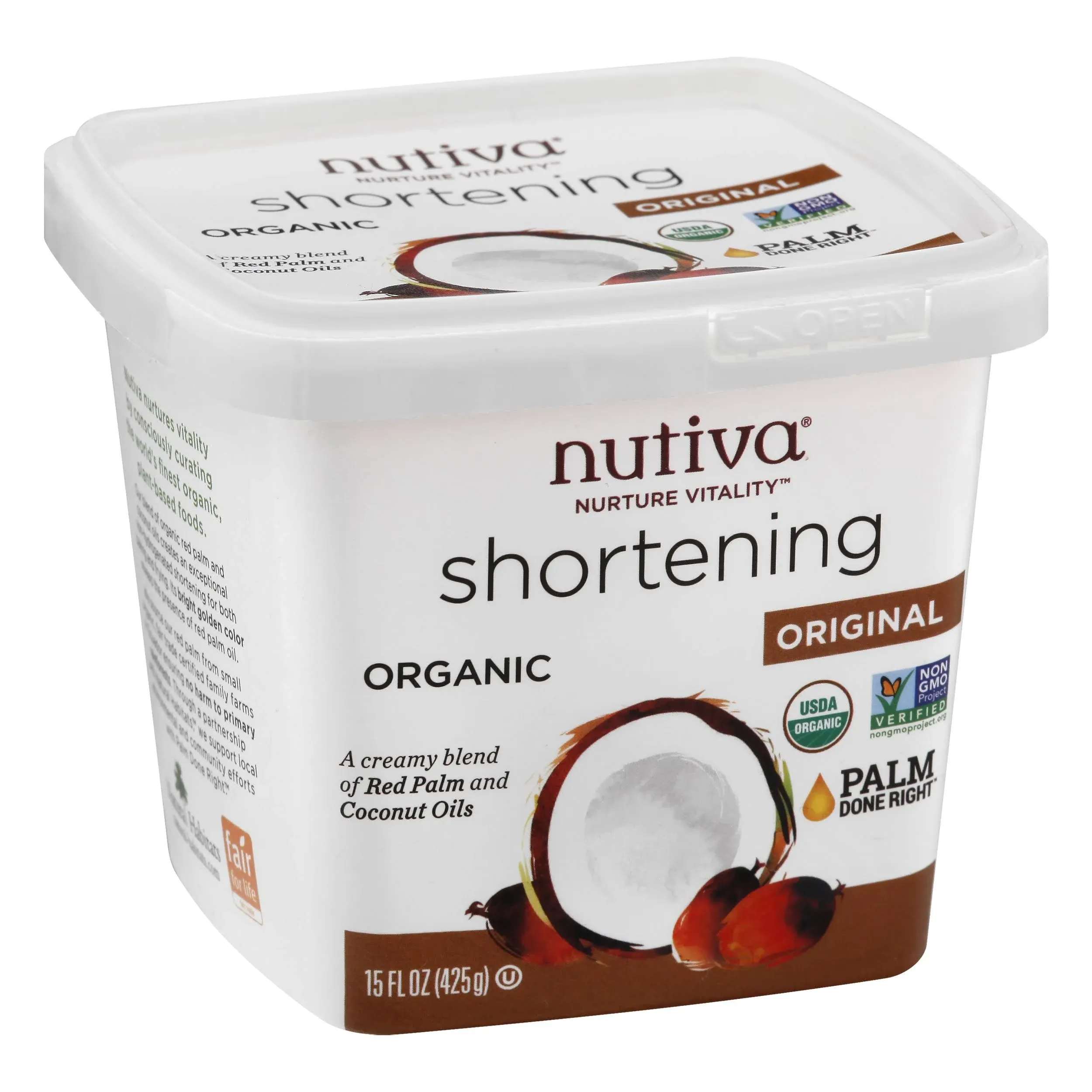 Nutiva Nurture Vitality Shortening, Organic, Original - 15 fl oz