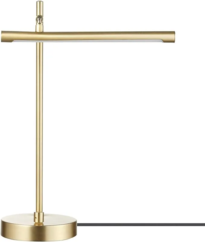 Globe Electric 52889 West 15" LED Integrated Desk Lamp, Matte Brass, 200 Lumens, Dimmer Rotary Switch