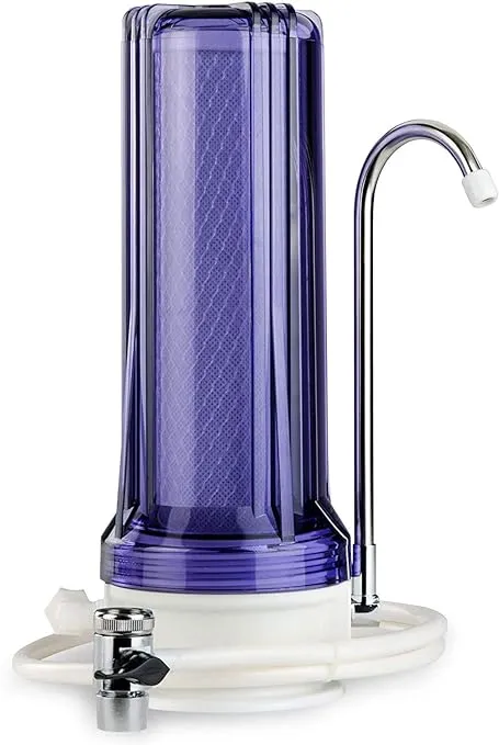 iSpring CKC1C Countertop Drinking Water Filtration System with Carbon Filter, 2.5" x 10", Clear