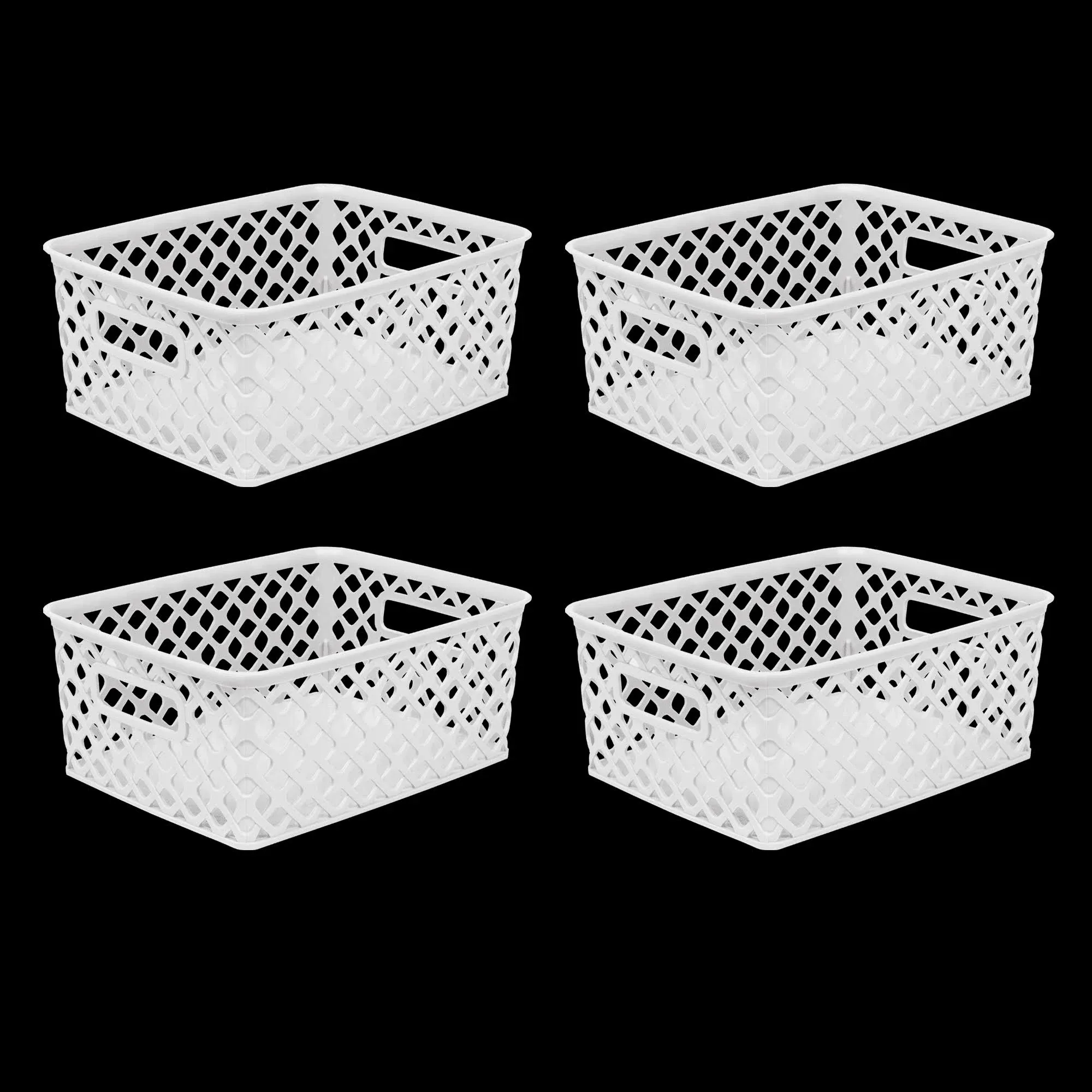 Mainstays Small Plastic Decorative Basket, Set of 4, Arctic White