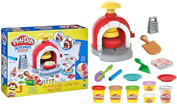 Play-Doh Kitchen Creations Pizza Oven Playset with 6 Cans of Modelling Play-Doh