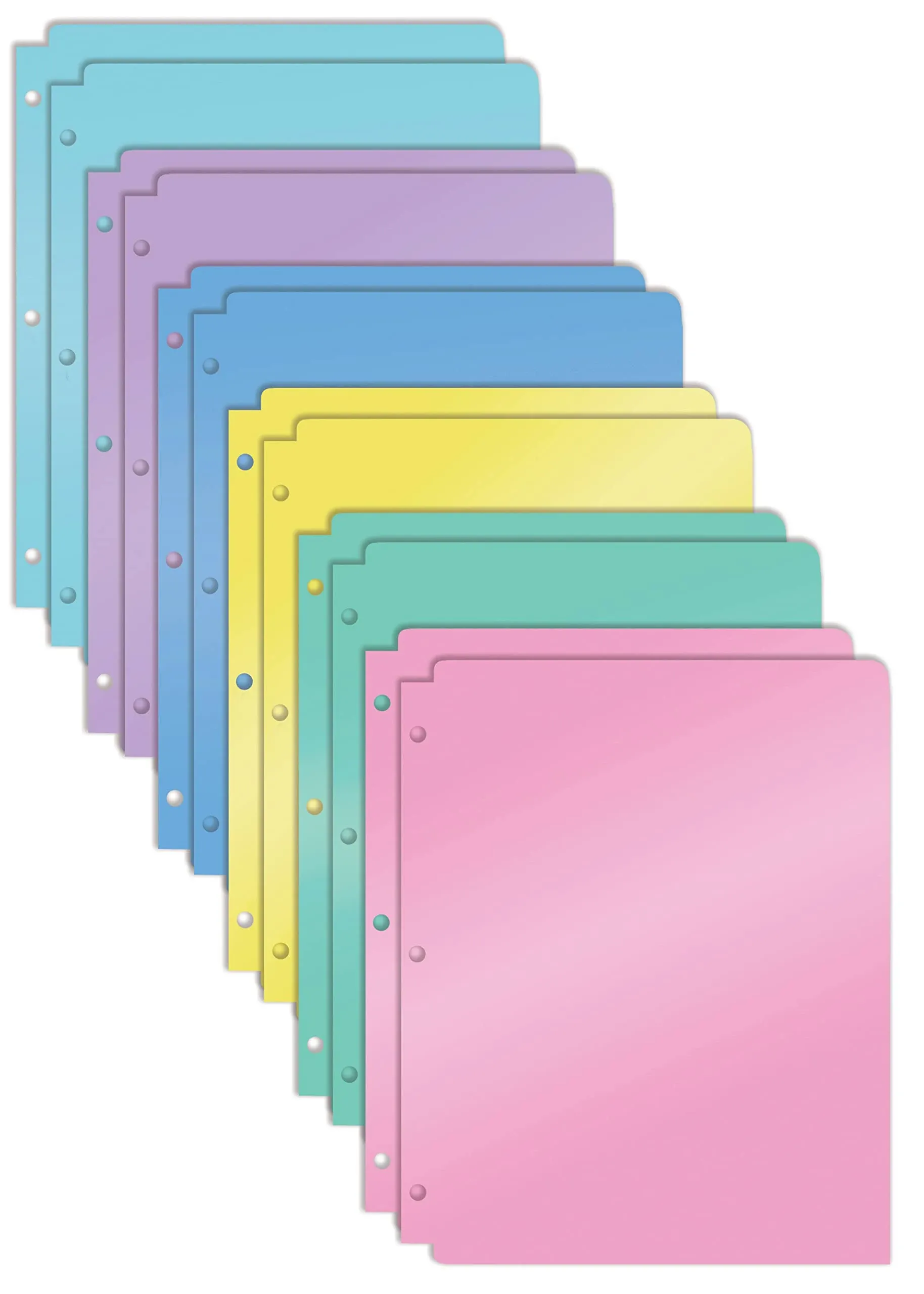 3 Hole Punch Pocket Folders, Bulk Pack, Sturdy Plastic 2 Pocket Folders, Assorted ...