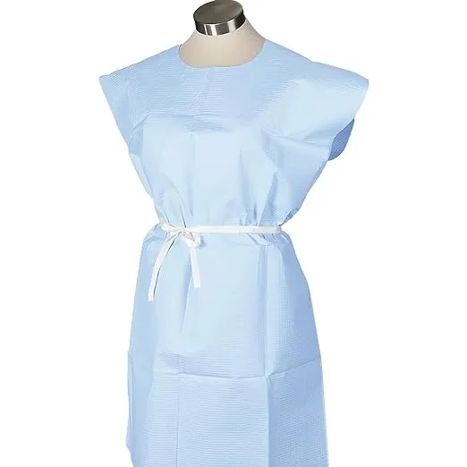 Tidi Patient Gowns Choice 30"x42" Tissue/Poly/Tissue with Opening Blue