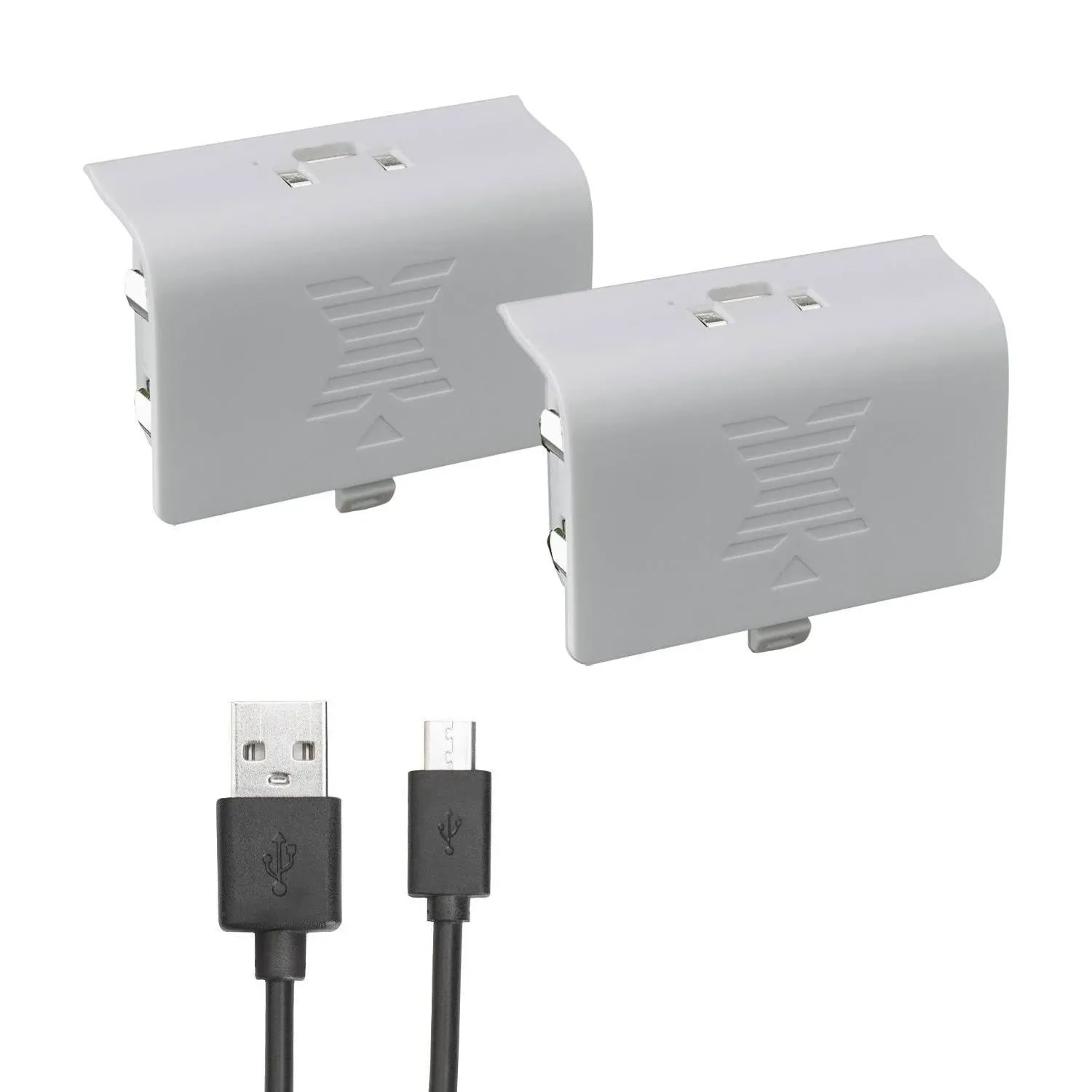 Rii Xbox one Battery Pack White 800mAH (2-Pack) Rechargeable NI-MH for Xbox One S/Xbox One X/Xbox One Elite Wire Charging Cable LED Indicator