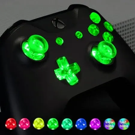 eXtremeRate Multi-Colors Luminated Buttons DTF LED Kit for Xbox Series X & S Controller - Clear