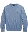 Shop Nautica Men's Navtech V-neck Sweater In Deep Anchor Heather