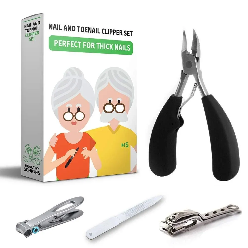 Healthy Seniors Complete Nail and Toenail Clipper Set - Designed for Thick Nails ...