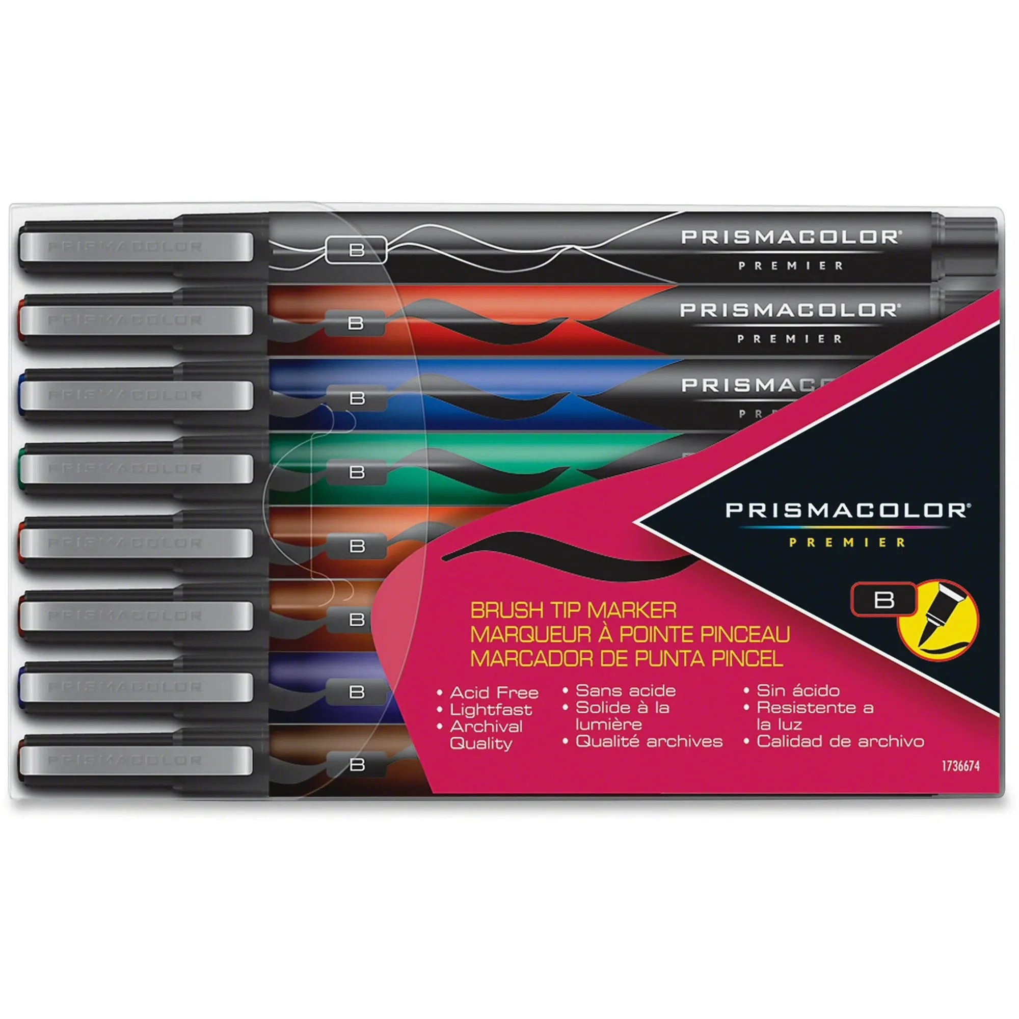 Prismacolor 1736674 Premier Illustration Brush Tip Art Markers, Assorted Colors, 8-Count