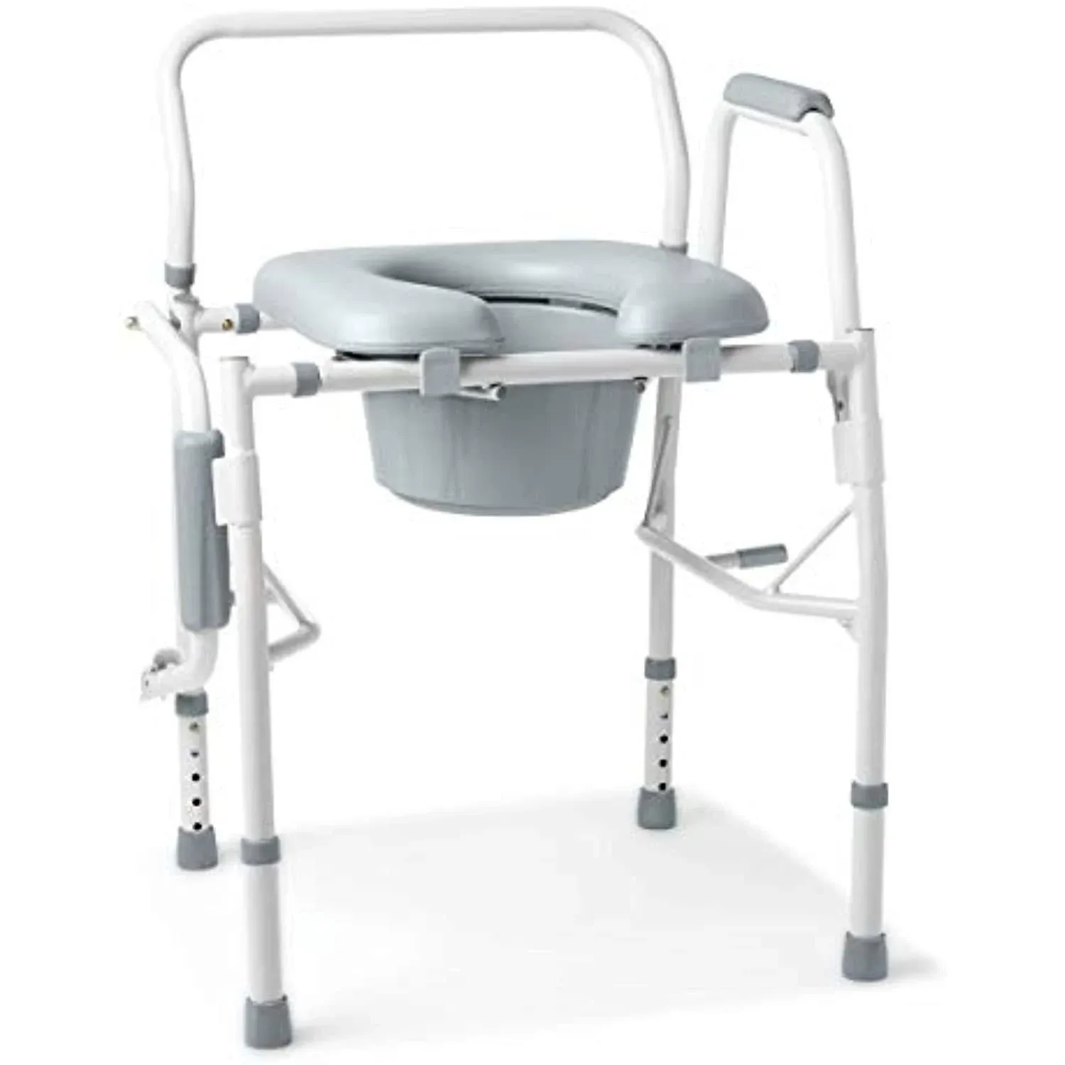 Medline Drop Arm Commode, Swing Away Arm for Easy Transfer, with Padded Seat, Supports up to 350 lbs, Gray