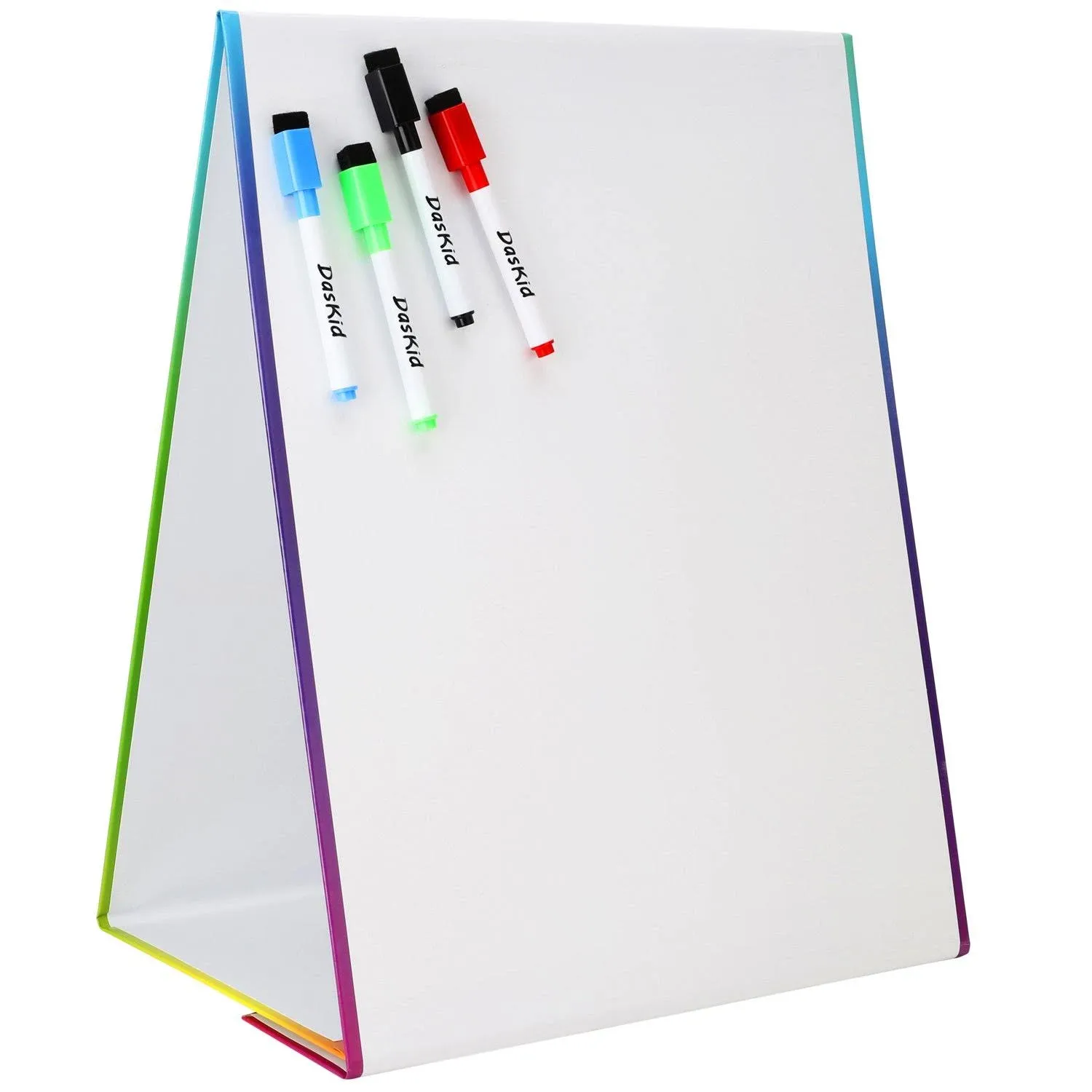 DasKid Tabletop Magnetic Easel & Whiteboard (2 Sides) Includes: 4 Dry Erase Markers. Drawing Art White Board Educational Kids Toy