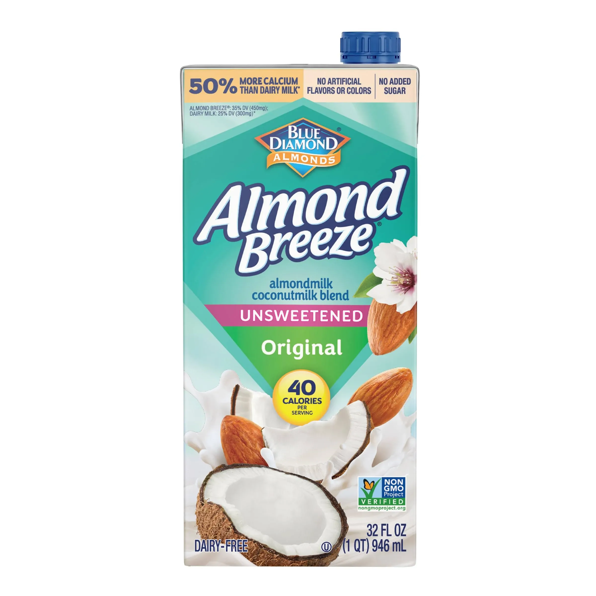 Blue Diamond Almond BreezeAlmond Coconut Blend Unsweetened Original 32 fl oz Pack of 2