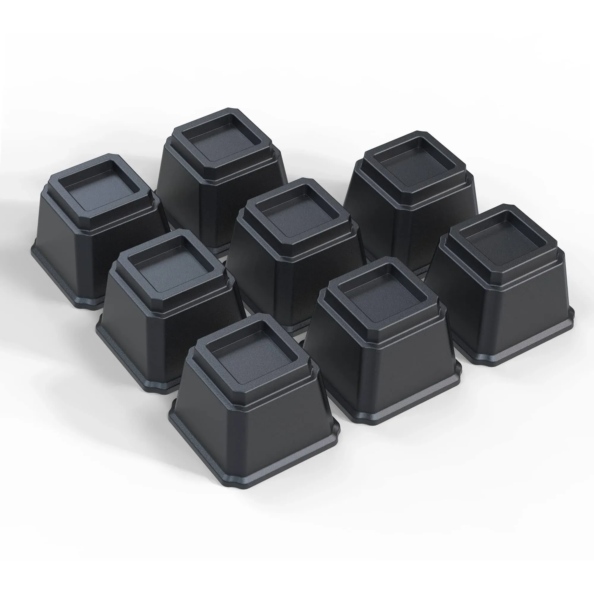 BED RISERS for Couch Desk Chair Black 4 Inch Set of 8 AHASOLID