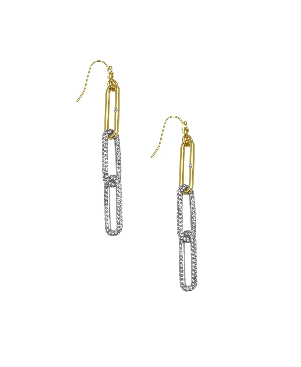 Pave Linear Fish Hook Earrings In Gold-tone