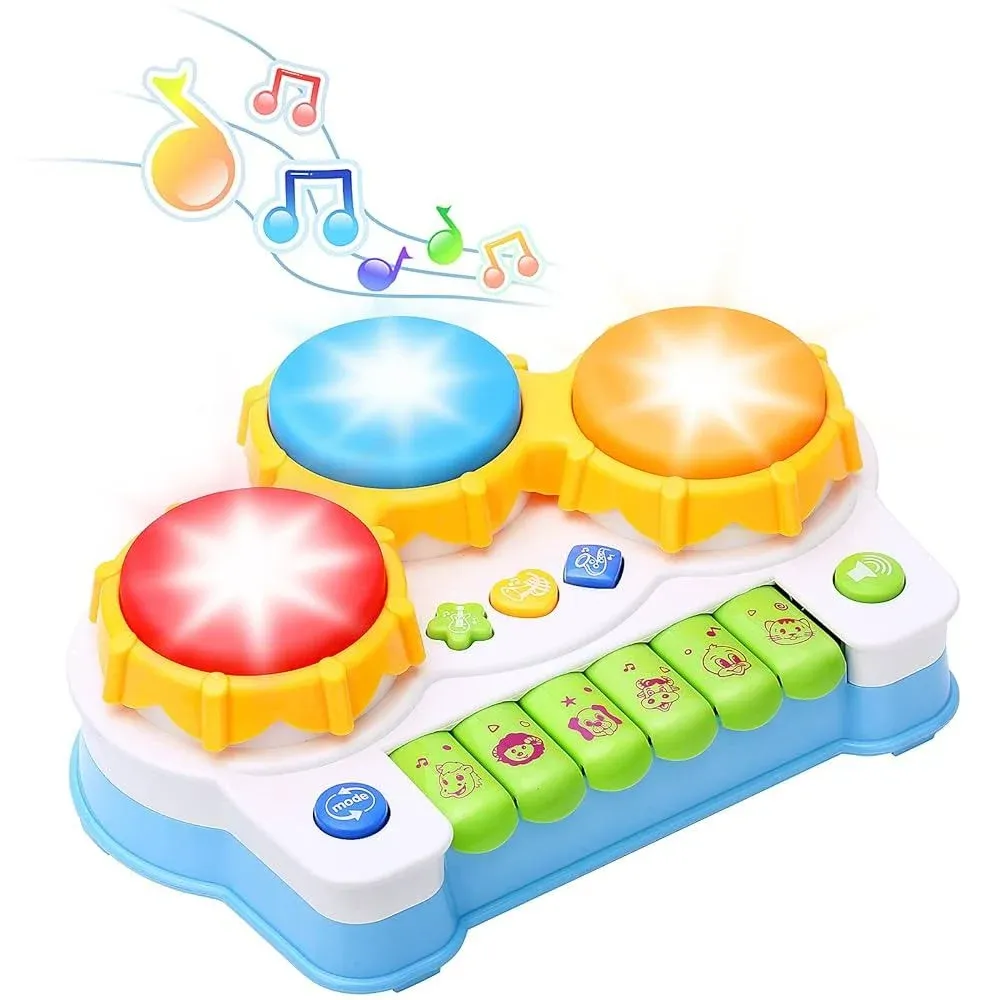 KingsDragon Baby Musical Keyboard Piano Drum Set,Learning Light up Toy, Early Ed