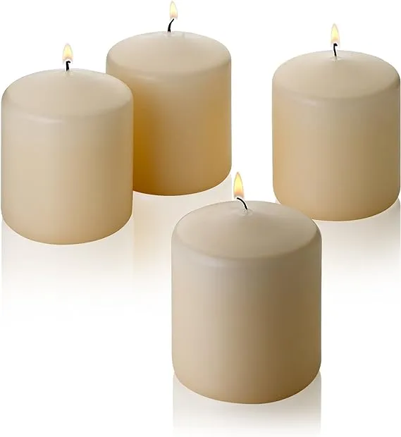 Light in The Dark French Vanilla Pillar Scented Candles 3" Tall x 3" Wide Set of 4