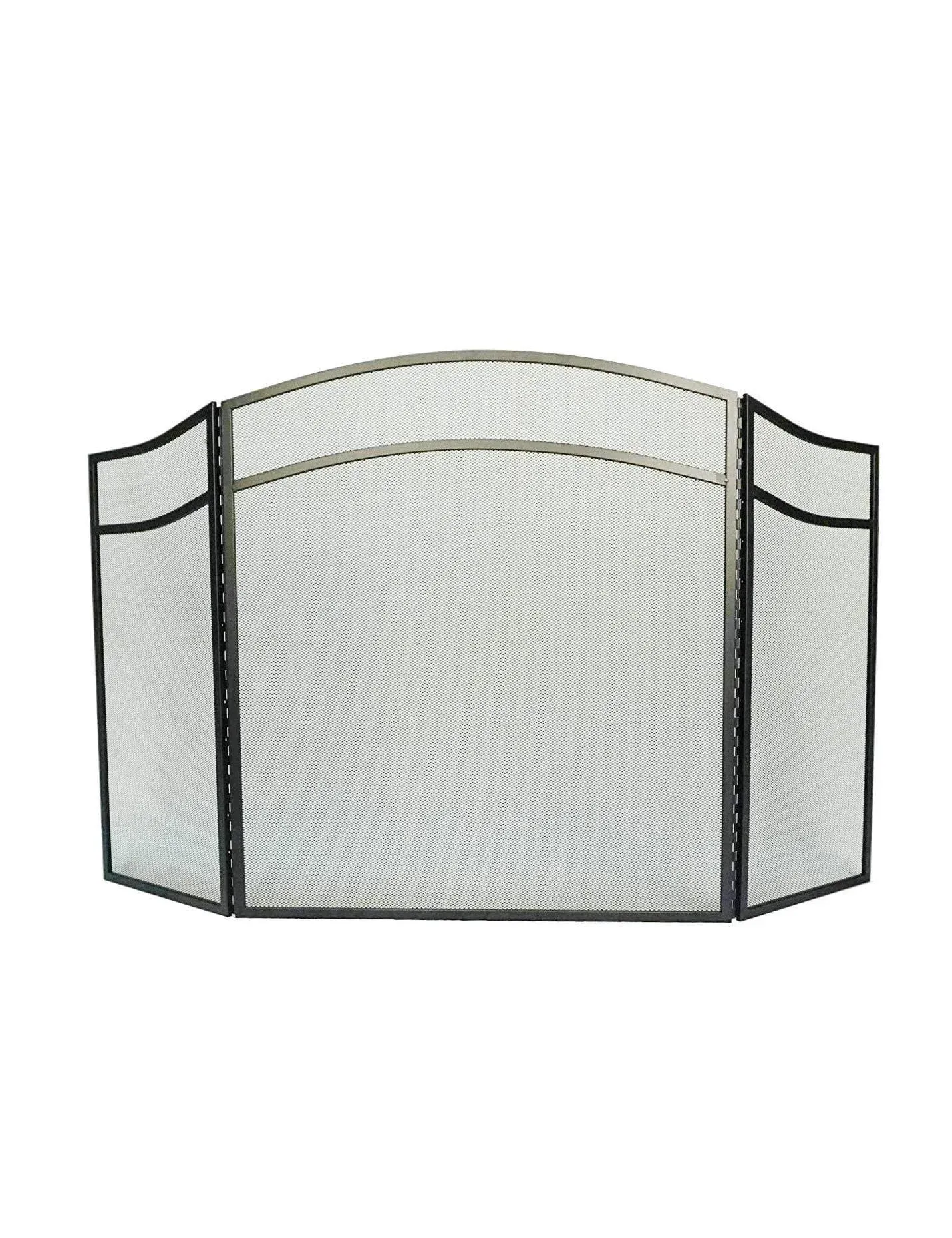 Lizh Lizh Metalwork Lizh Fireplace Screen with Arch Frame 3 Panels Steel Mesh ...