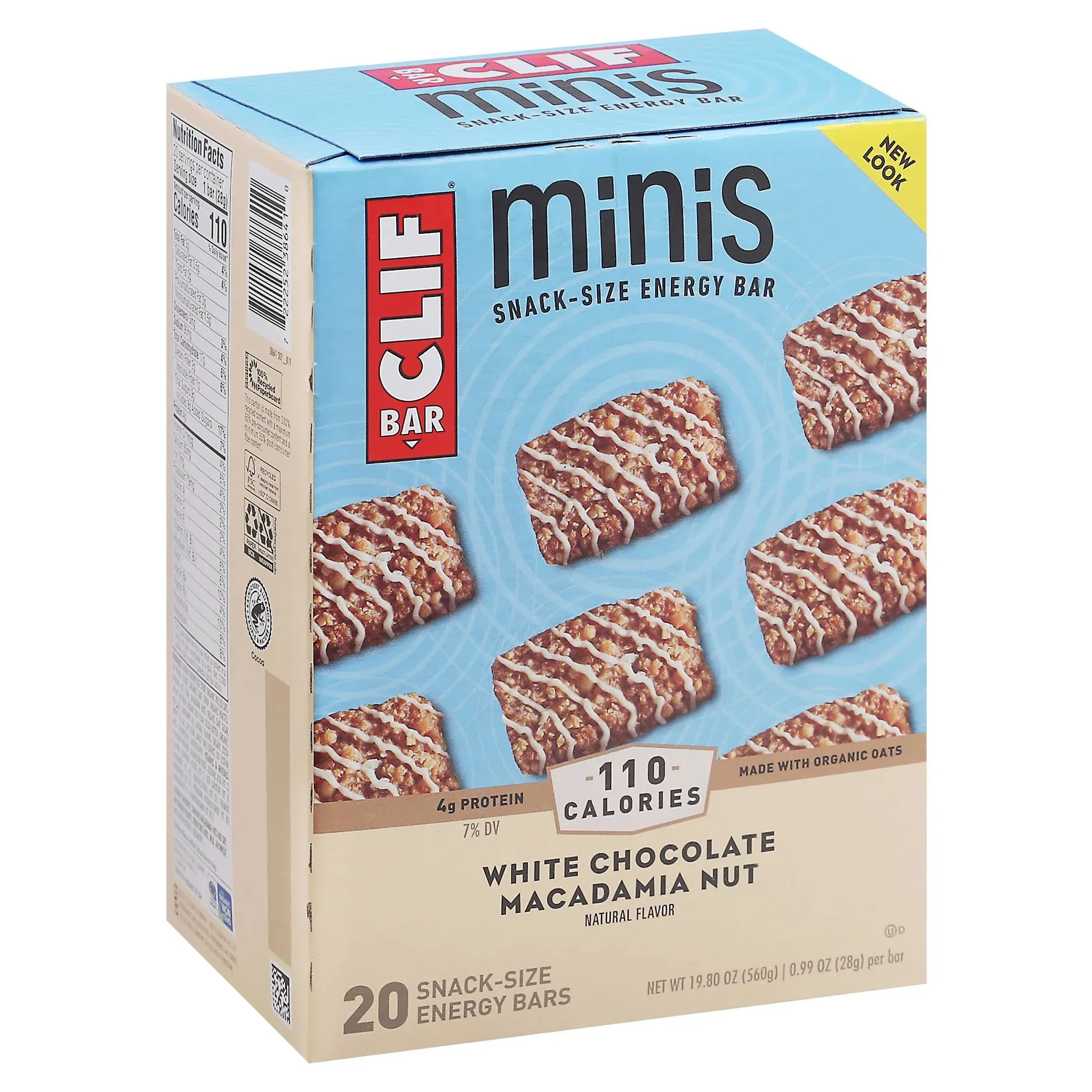 Clif Bar Energy Bars, White Chocolate Macadamia Nut, Minis, Snack-Size - 20 pack, 0.99 oz energy bars