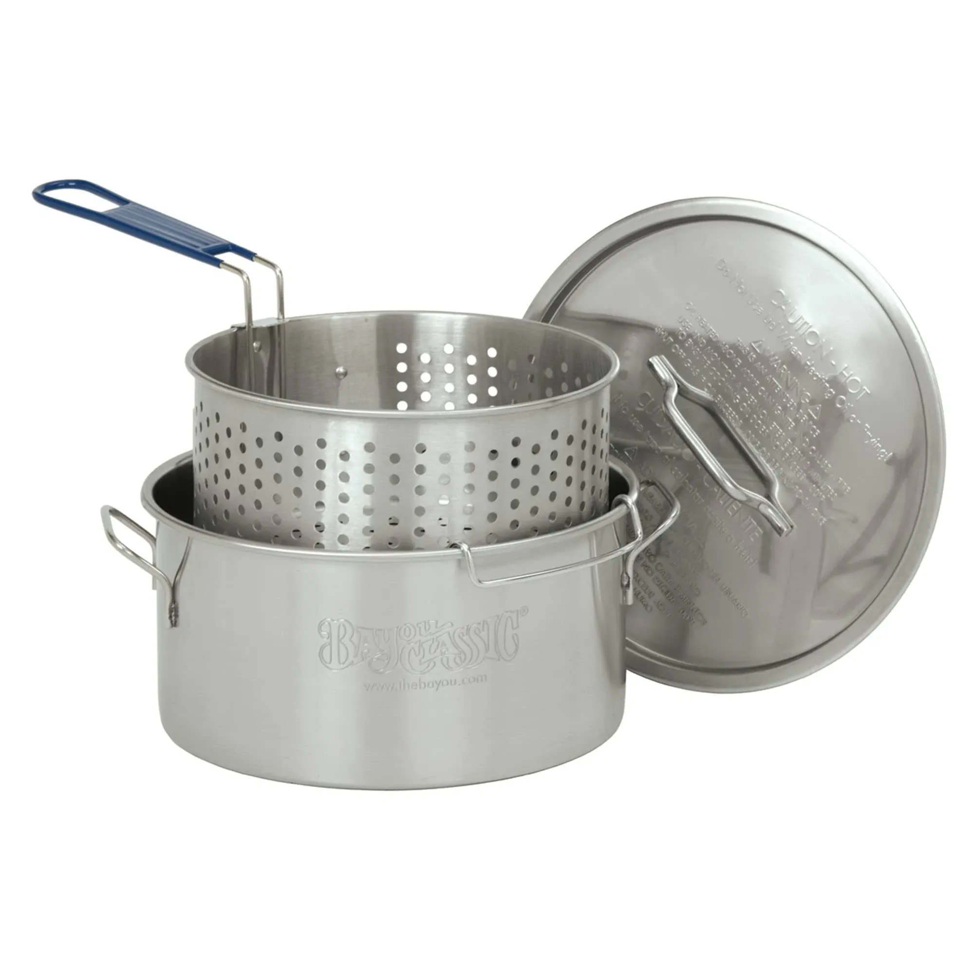 Bayou Classic 14 qt. Stainless Fry Pot with Lid and Basket