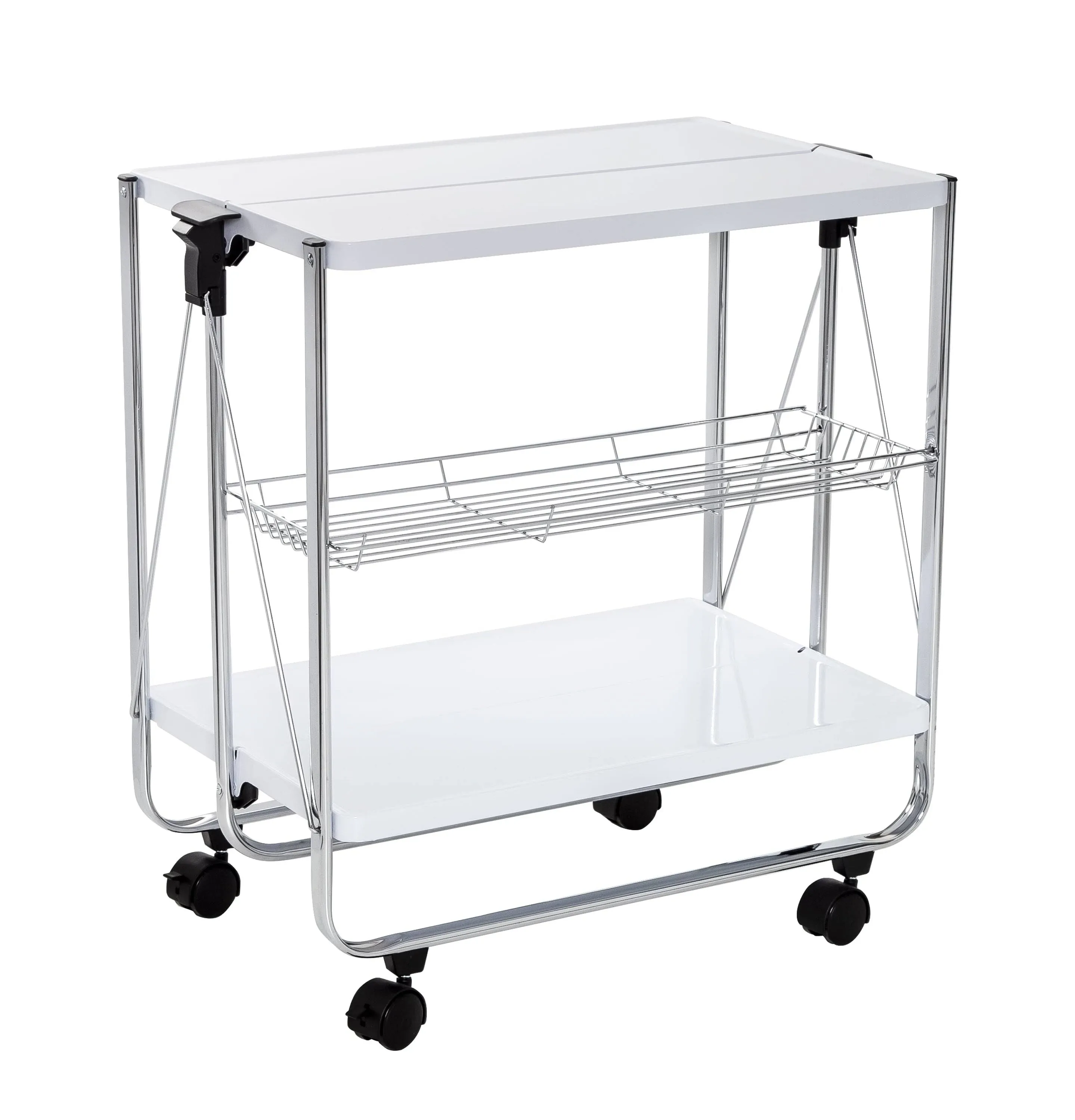 Honey-Can-Do Foldable Cart White/Chrome