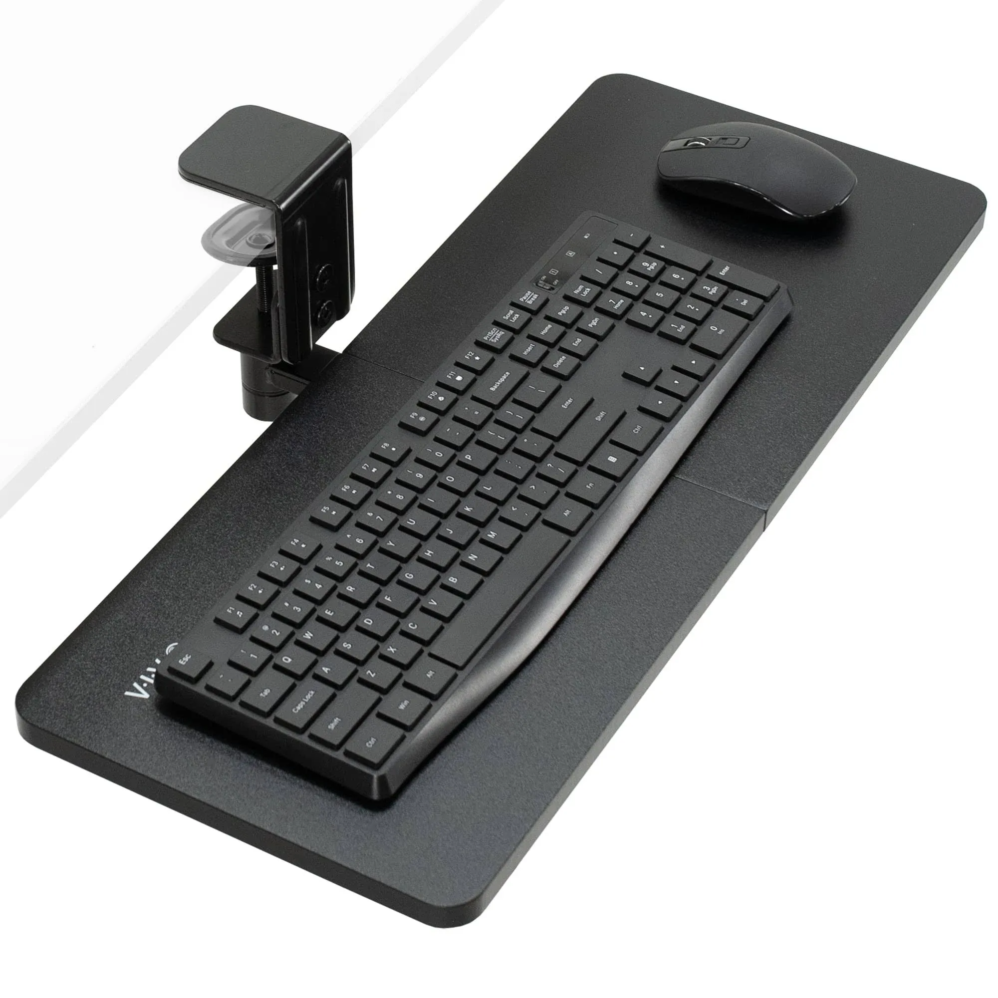 vivo Black 25 x 10 inch Clamp-On Rotating Computer Keyboard and Mouse Tray, Extra ...