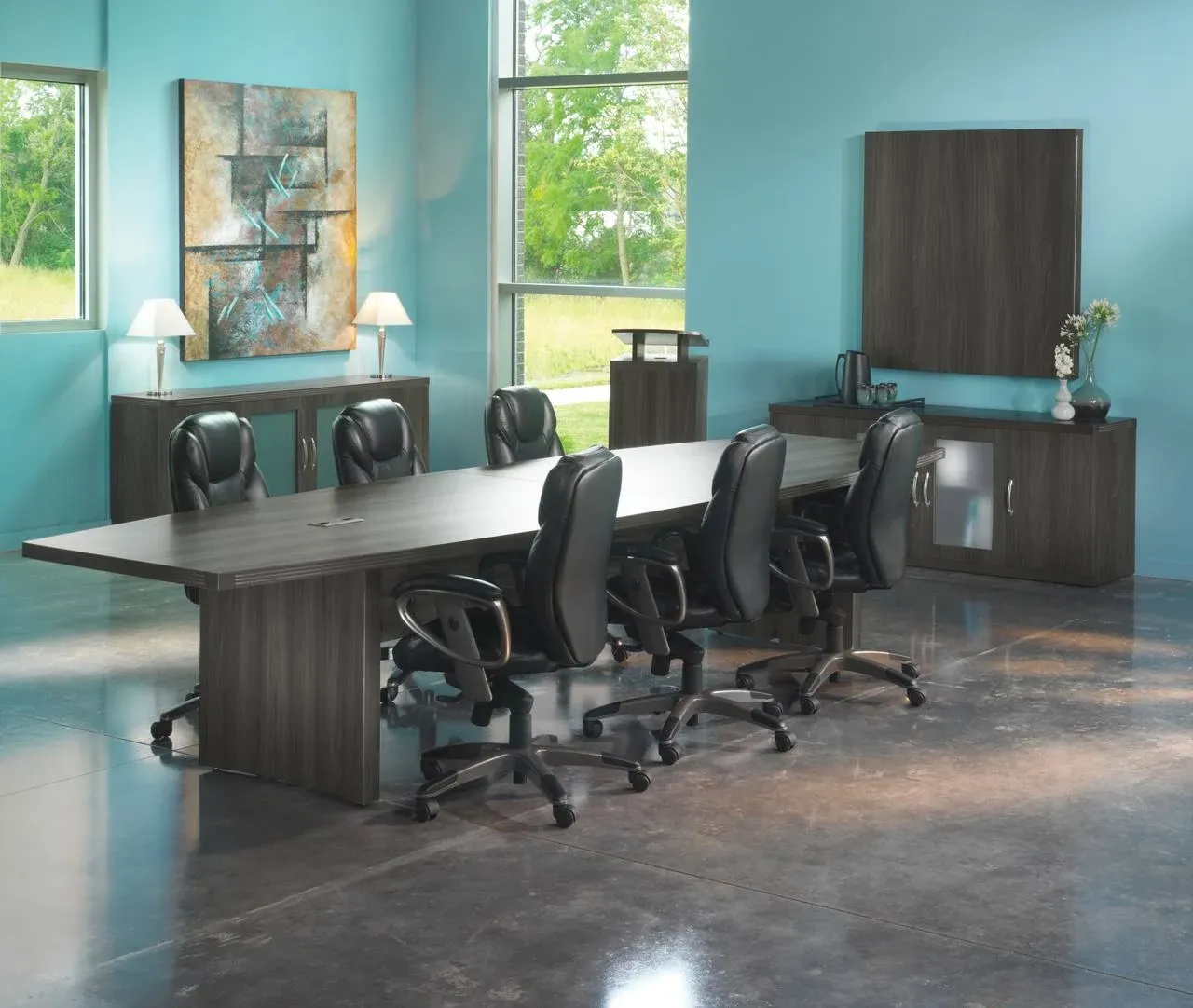 Safco&#174; 12' Boat-Shaped Conference Table Gray Steel - Aberdeen Series