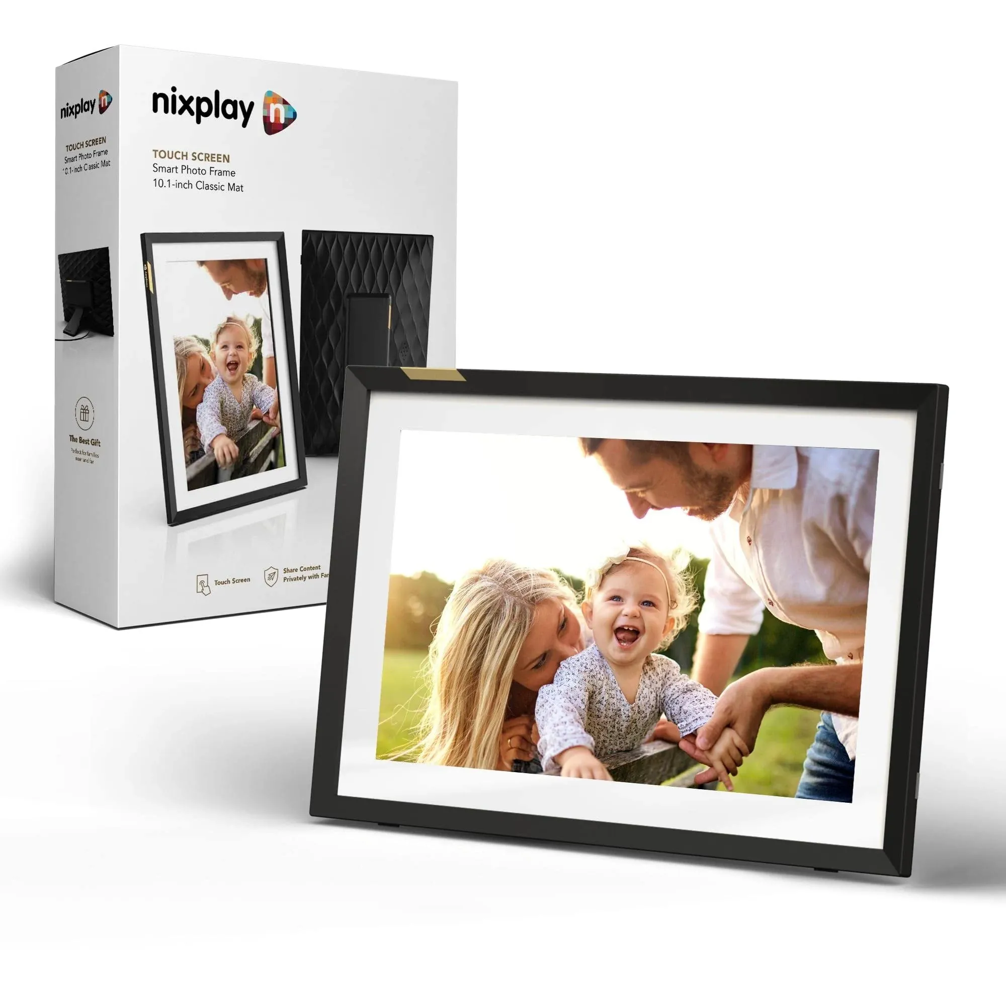 Nixplay 10.1 inch Touch Screen Smart Digital Picture Frame with WiFi (W10P) - Black Classic Matte - Unlimited Cloud Photo Storage - Share Photos and Videos Instantly via Email or App - Preload Content