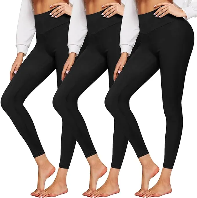 3 Pack High Waisted Leggings for Women No See-Through Soft Athletic Tummy Control Pants for Running Yoga Workout