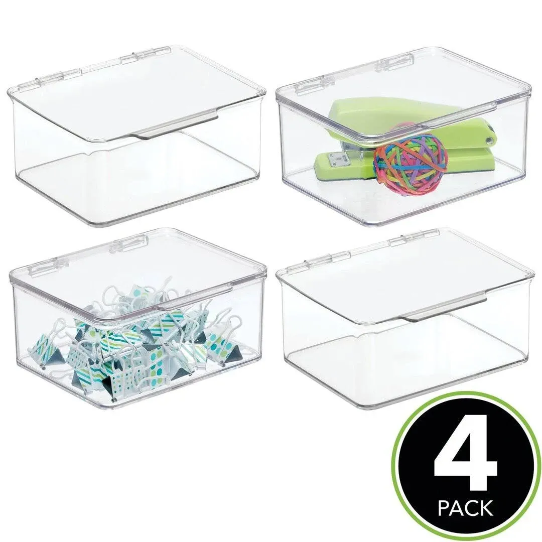 mDesign Small Mini Plastic Stackable Home, Office Supplies Storage Organizer Box ...