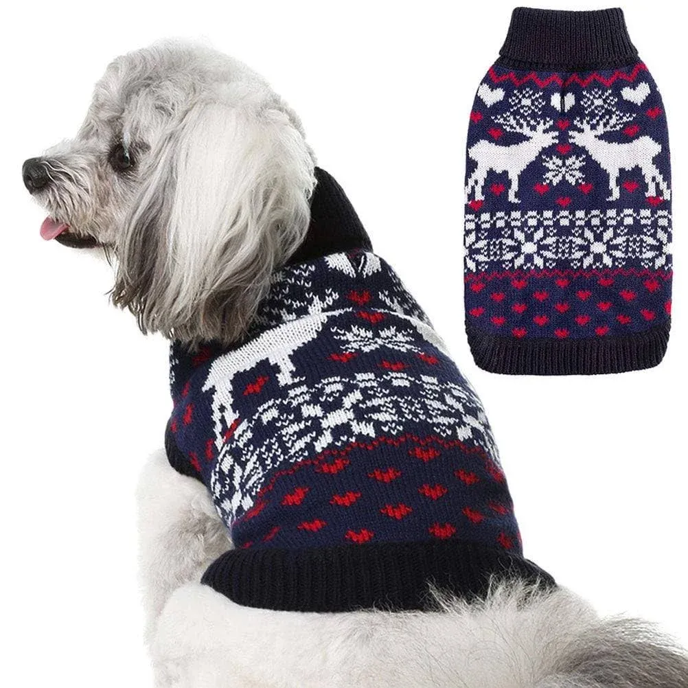 Knitwear Dog Sweaters Winter Clothes - Christmas Dog Sweater Xmas Clothes Warm Coats Classic Pattern