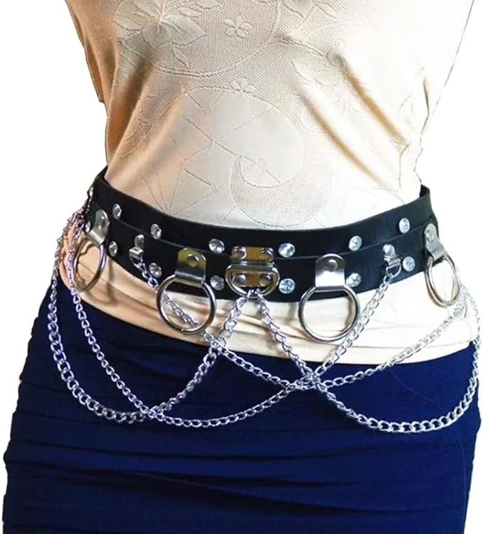 Sexy Leather Gothic Punk Waist Belt Women's Body Chain Belt Adjustable