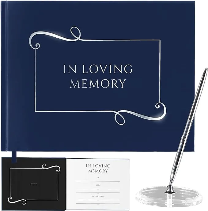 in Loving Memory Funeral Guest Book , Funeral Guestbook with Pen , Memorial Service Guest Book , Memorial Guest Book , Memorial Book , Funeral Book ,