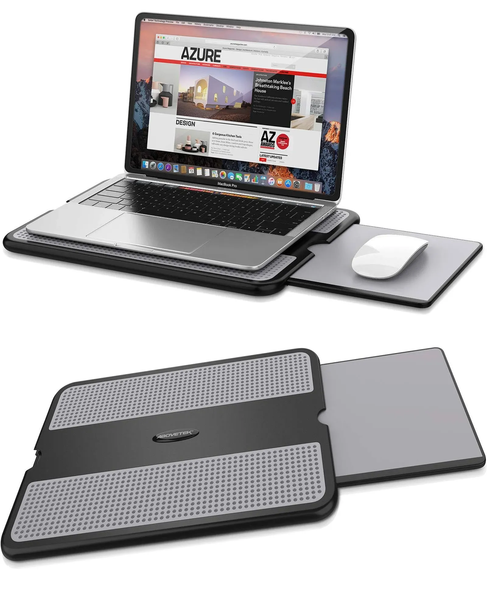 AboveTEK Portable Laptop Lap Desk w/ Retractable Left/Right Mouse Pad Tray, Non ...