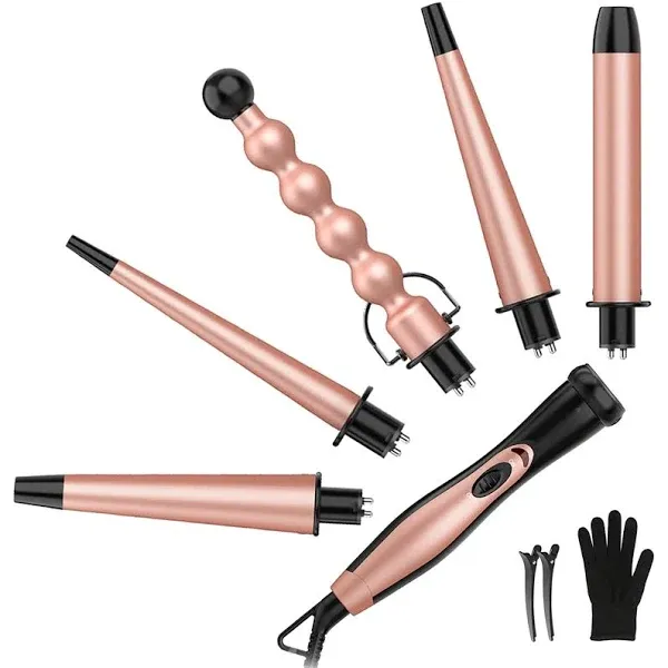 5 in 1 Curling Set, BESTOPE PRO Interchangeable Iron, 0.35-1.25 Inch Hair Wand ...