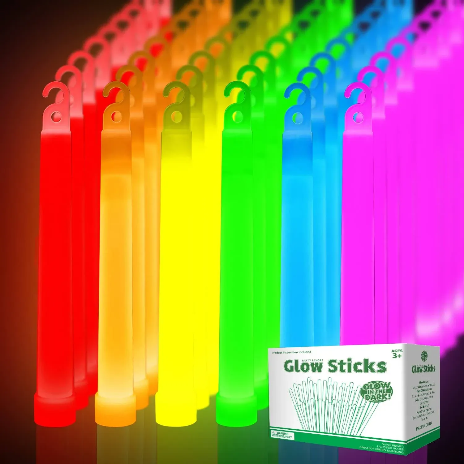 OMNISAFE 48 Ultra Bright Large Glow Sticks with 48 Black PE String, Multi Use Colourful 6 Inch Glowsticks for Parties, Camping, Emergency Glow Sticks For Blackout, Long-lasting Lighting Waterproof and Non-toxic