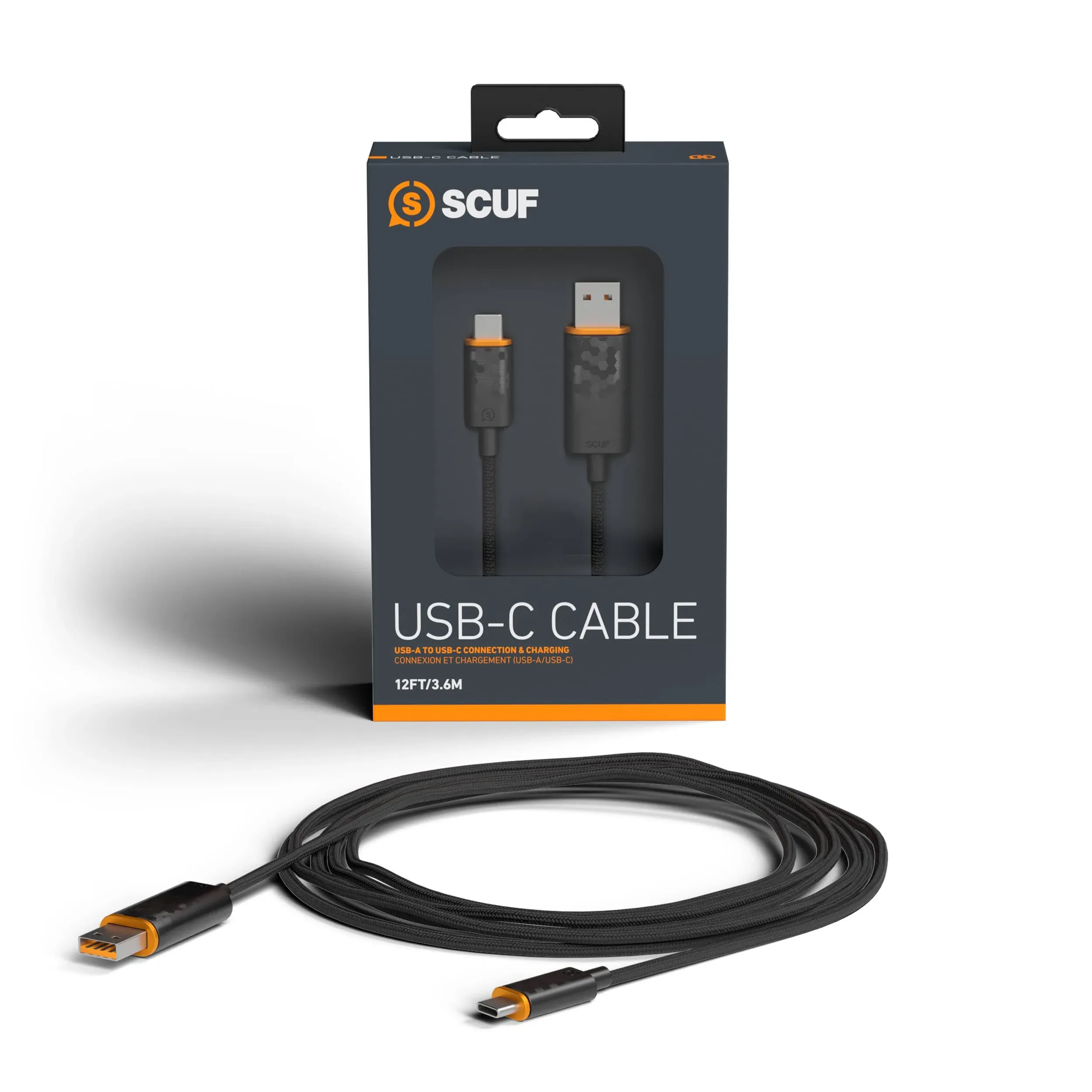 SCUF Braided USB-C Cable - Black 6 Feet / 2 Meters USB Type C Connection and ...