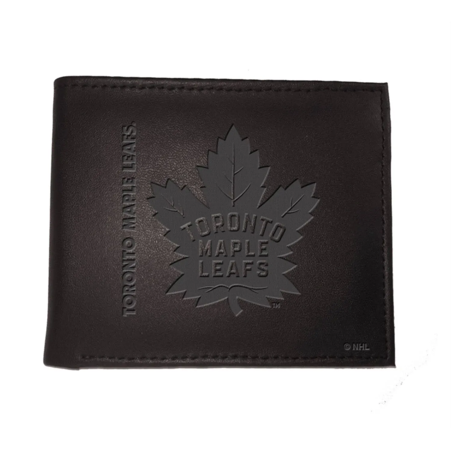 Team Sports America NHL Toronto Maple Leafs Black Wallet | Bi-Fold | Officially Licensed Stamped Logo | Made of Leather | Money and Card Organizer | Gift Box Included