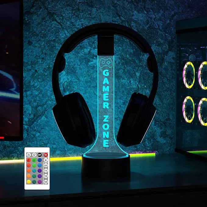 Resin Epoxy- Headphone Stand LED RGB-Night light, Epoxy Lamp-Gift for Gamer-Epoxy Resin Wood Rustic Table Lamp