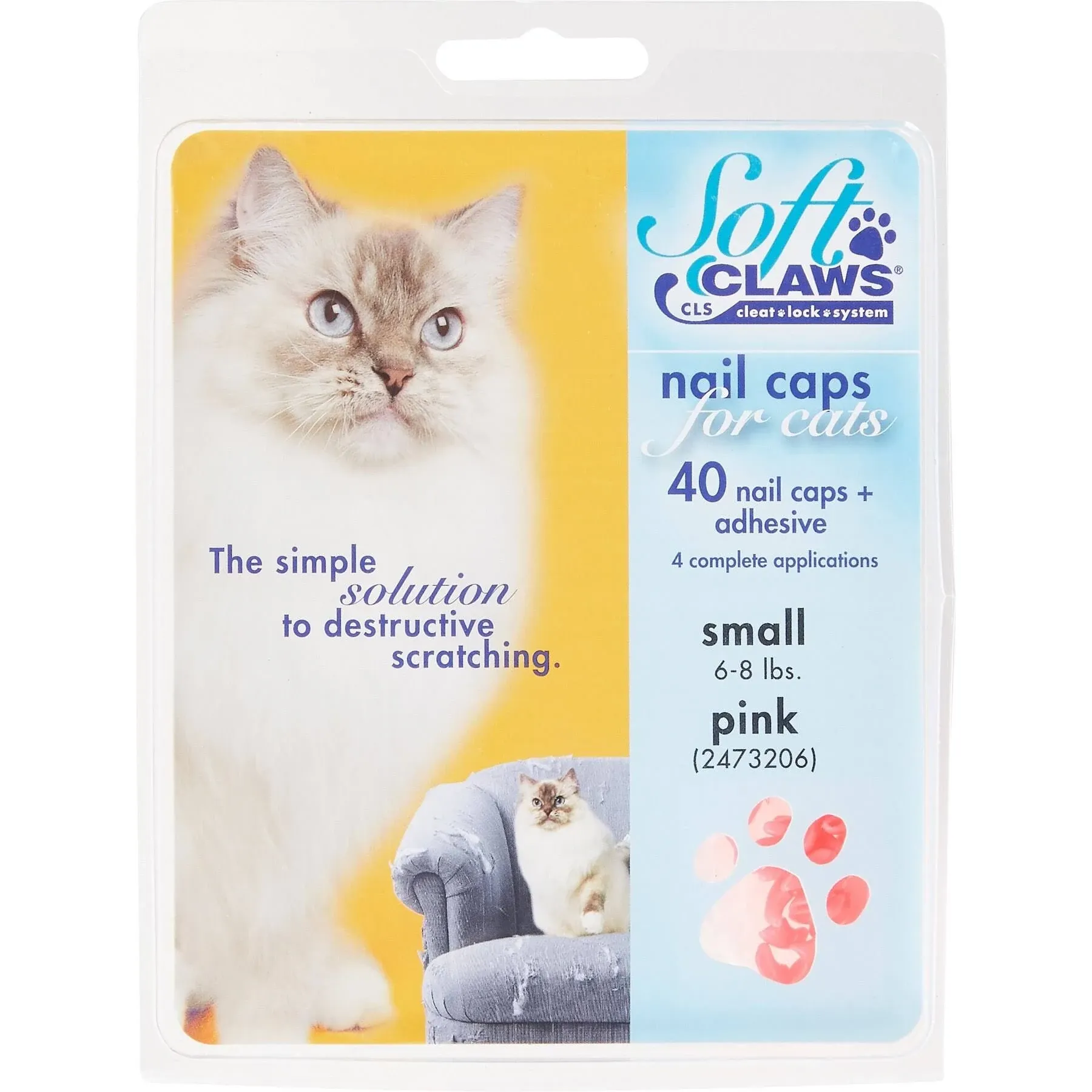 Soft Claws Pink Cat Nail Caps, Small