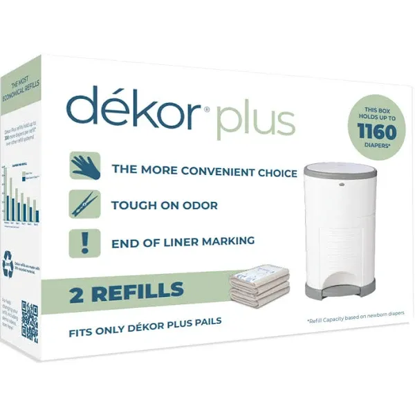 Diaper Dekor Plus Diaper Pail Refills - 2 pack