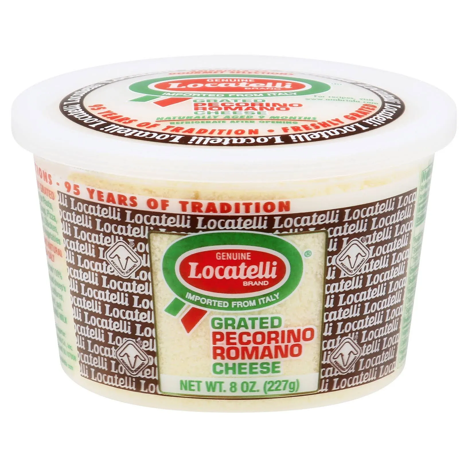 Locatelli Grated Pecorino Romano Cheese (Case of 12 x 8 ounces)